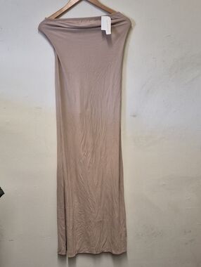 Farr West Strapless Maxi Lingerie Slip in Light Taupe Size S